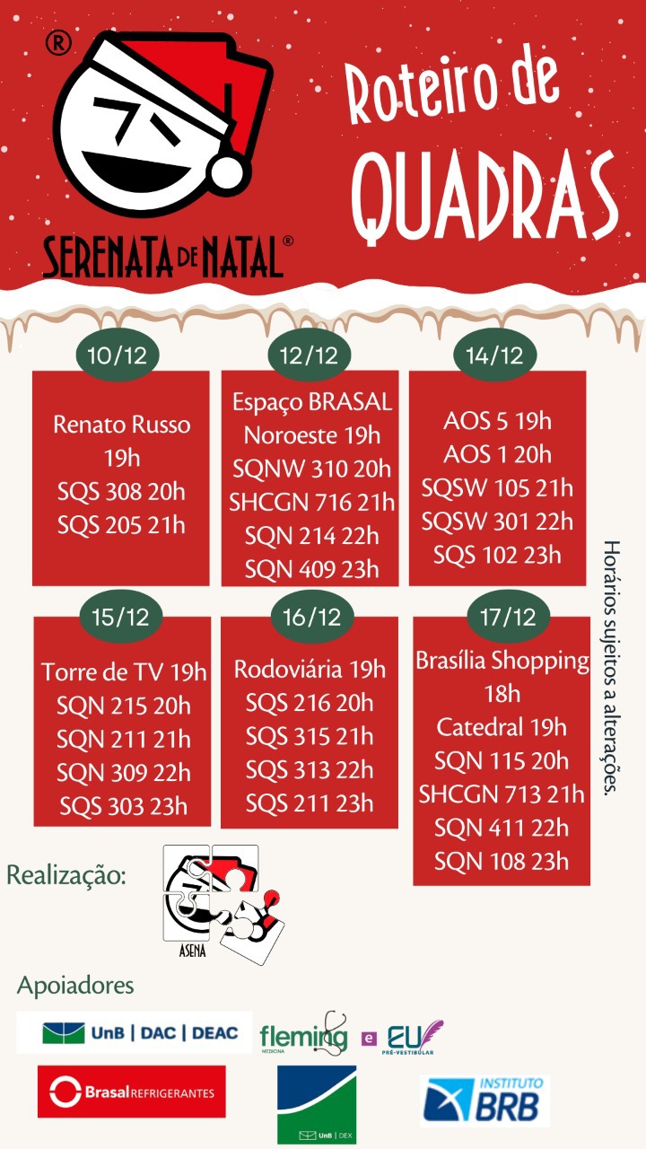 Programação completa do fim de semana! 16 e 17/12